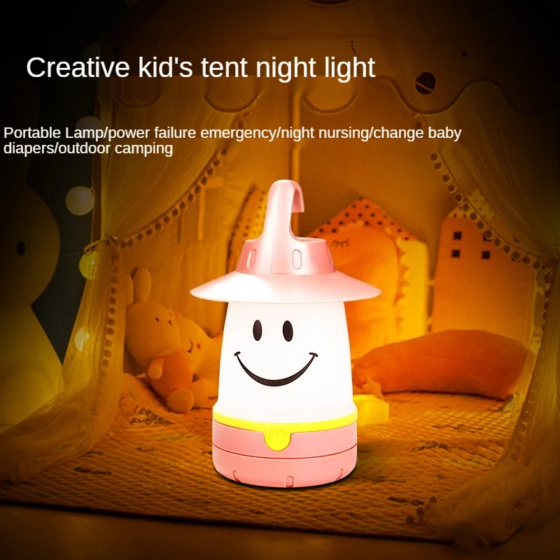 

Smiling Face Lamp Night Light Energy-saving Children Tent Accessories Camp Tent Lights Night Market Decoration Lights Atmosphere