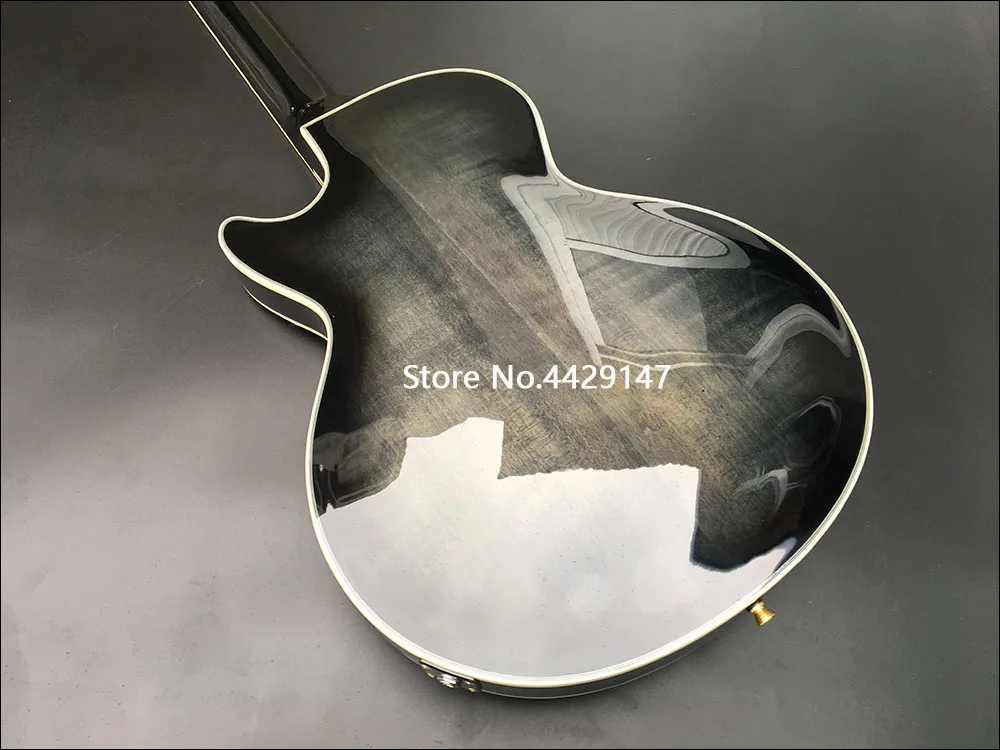

F Hole Semi Hollow Standard Electric Guitar Mahogany Body Flamed Maple Veneer Rosewood Fretboard Gold Hardware Black Burst Color