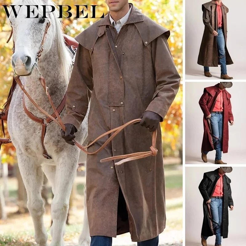 WEPBEL Greatcoat куртка для верховой езды в стиле стимпанк Ковбойское кожаное пальто