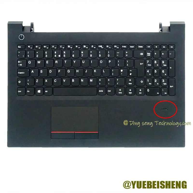 

YUEBEISHENG New for Lenovo E52 E52-80 V510-15 V510-15IKB Palmrest UK Keyboard Upper Cover Touchpad w/ FP hole 5CB0M31625