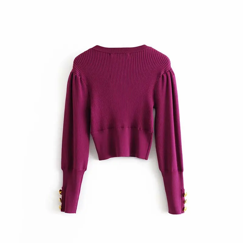 Женские элегантные трикотажные кроп-топ с длинным рукавом тонкие свитера на