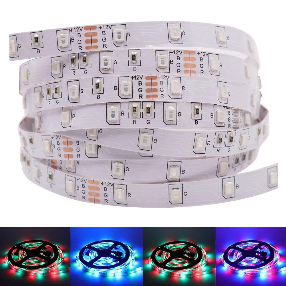 СВЕТОДИОДНАЯ лента SMD 2835 RGB водонепроницаемая гибкая LED полоска 5 м 60 светодиодов