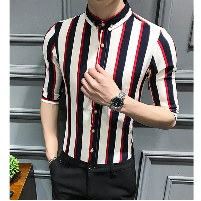 2020 новые стильные мужские летние высококачественные полосатые рубашки с