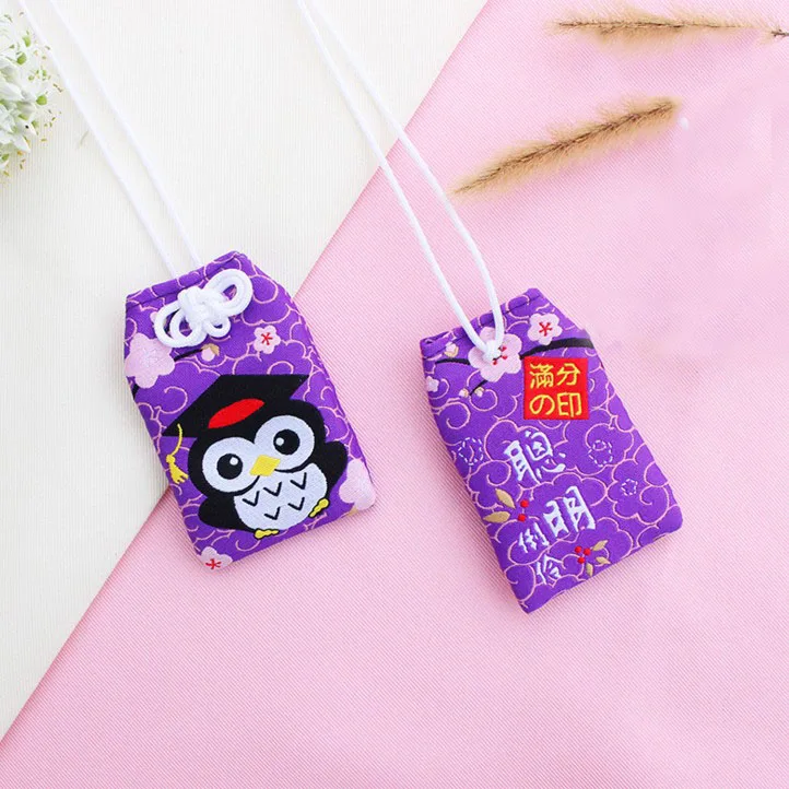 6 1 шт. кавайная японская традиционная Omamori Ночная Сова кошка несчастье Лаки Omamori брелок для ключей брелок вечерние сувениры - Цвет: 6
