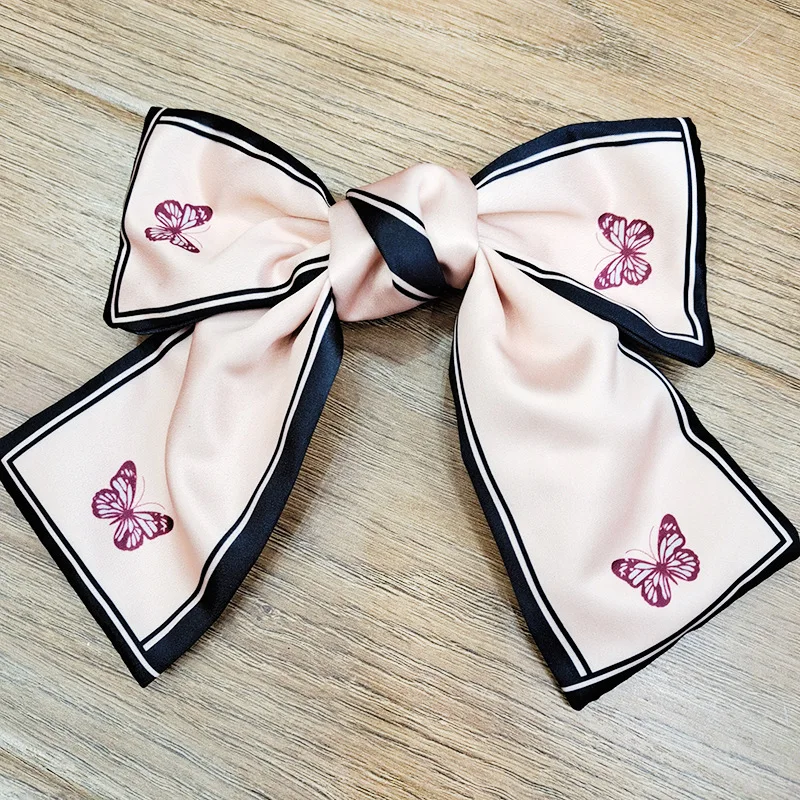 

WYYNIY Ladies sweet and cute big bow hairpin temperament fabric printing hair accessories back head spring clip top clip hairpin