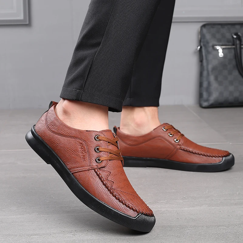 

Leather Shoes Men Casual Shoes Autumn 2020 Luxury Loafers Moccasins Homme Comfortable Slip on Business Casual Mens Driving Shoes