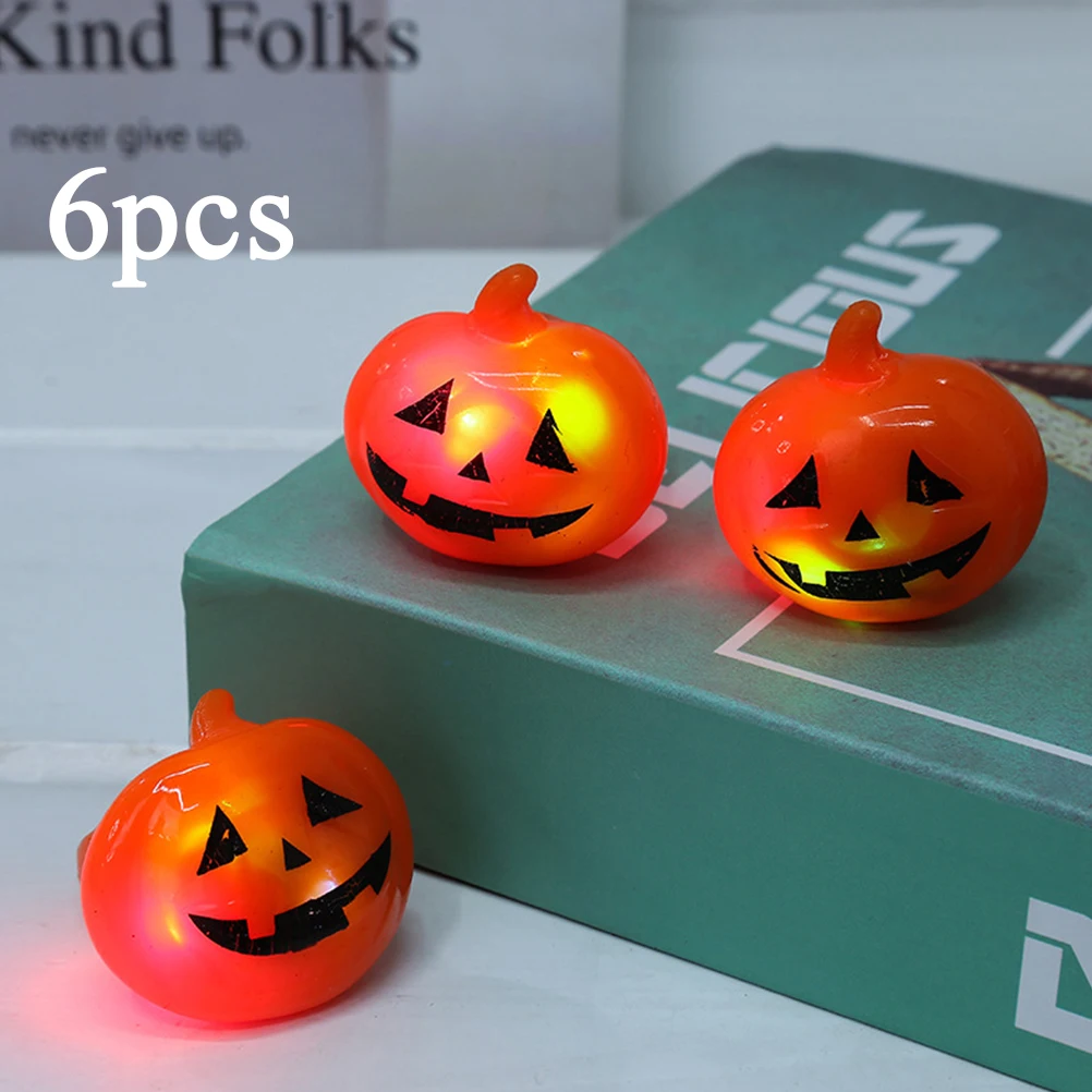 6 шт. креативное светящееся кольцо Тыква хэллоуинские кольца светящиеся на палец