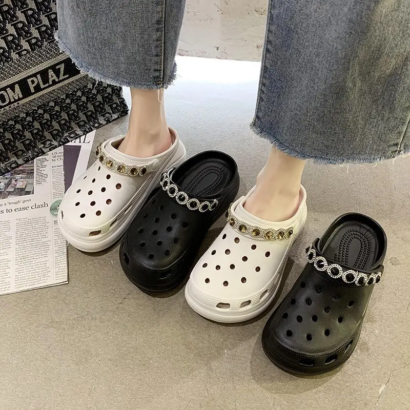 Spring 2021 All-Match Platform Non-Slip Hole Shoes Women's Fashion One-Foot Beach Comfortable Sandals And Slippers | Обувь