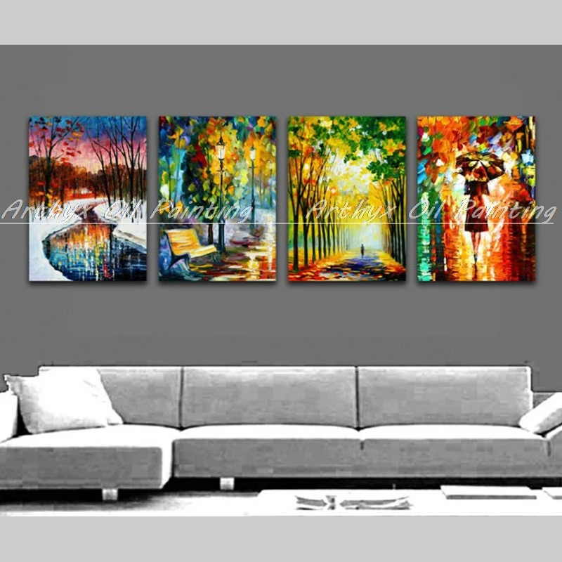 Современное настенное украшение абстрактные уличные фонари скамейка Ночной