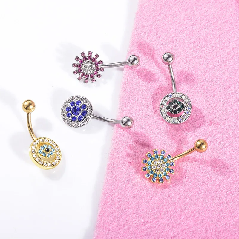 Прокол украшения короткая пупочная петля кольцо для пупка в виде цветка защита