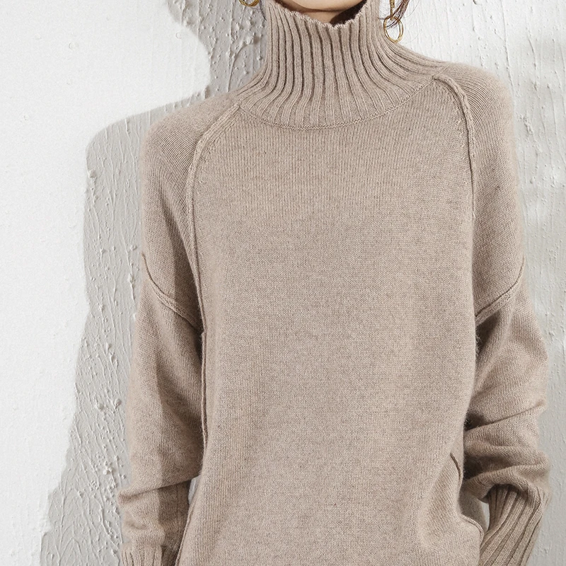 Autumn and Winter New Woman Sweater Woman High Neck Thick Pullover Fashion Loose Cashmere Sweater Plus Size Free Shipping