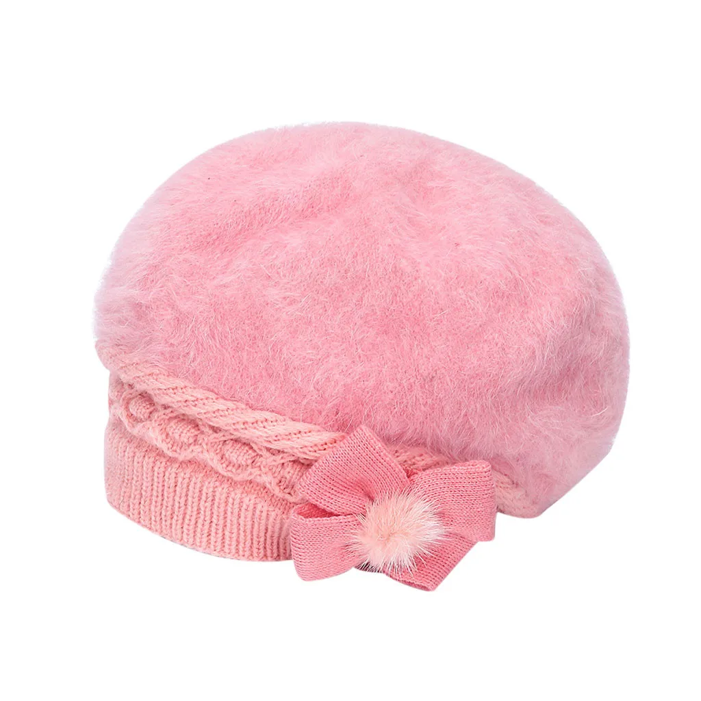 Модная женская теплая однотонная Мягкая шерстяная шапка вязаная ветрозащитная