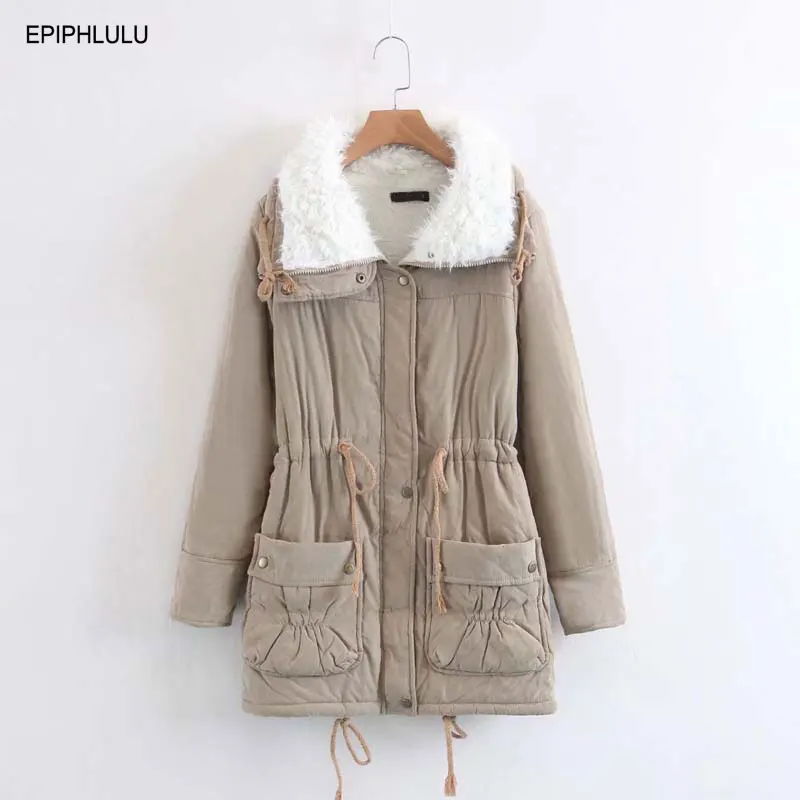 

Nice Autumn Winter Jacket Women Parka Warm Plush Coat Women Long Sleeve Thicken Down Parka Ladies XXL
