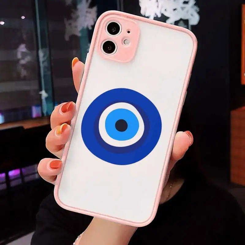 

Evil eye Phone Cases matte transparent For Pink iPhone 7 8 x xs xr 11 12 pro plus max mini Clear Funda
