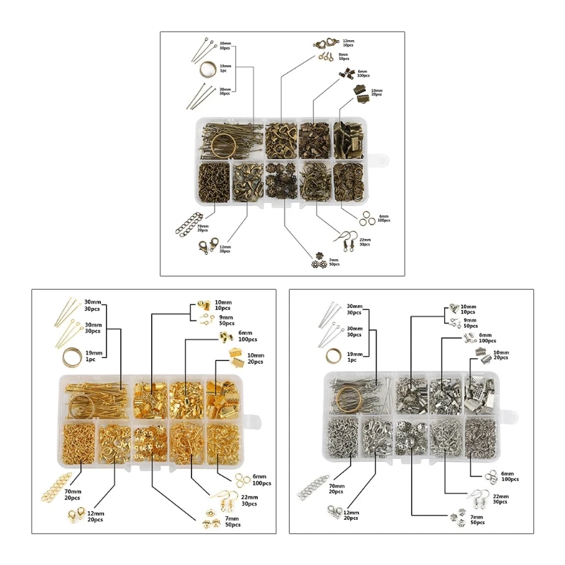 

461 шт., комплекты для изготовления ювелирных изделий, ожерелье, цепочка, серьги, крючки, шпильки, прыгающие кольца, карабин, сделай сам, набор ...