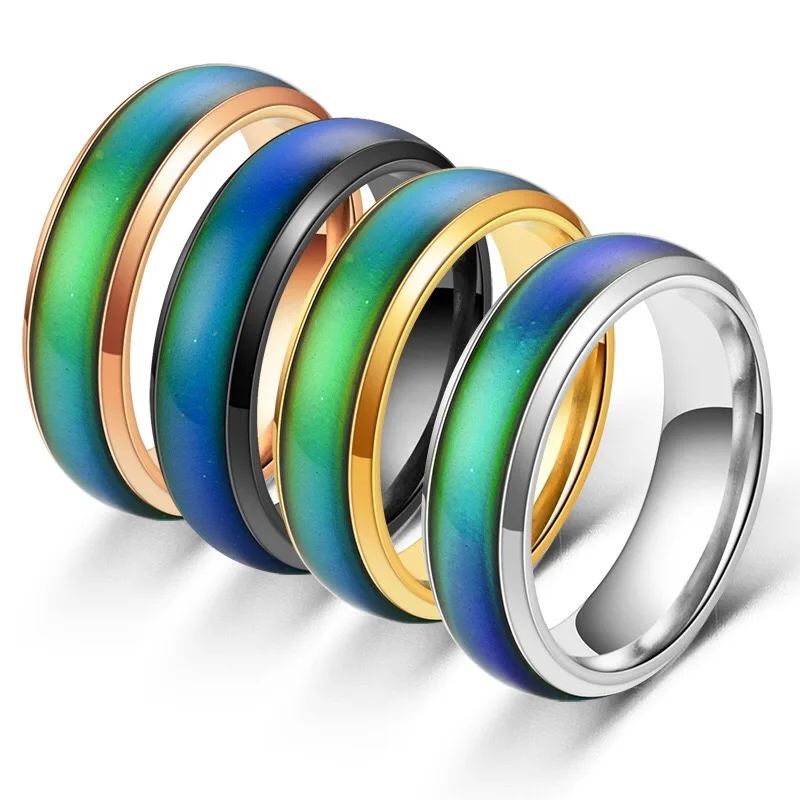 

Unisex Changing Color Rings for Women Stainless Steel Mood Feeling Tracker Ring for Men Novelty Jewelry for Gift Party WC039