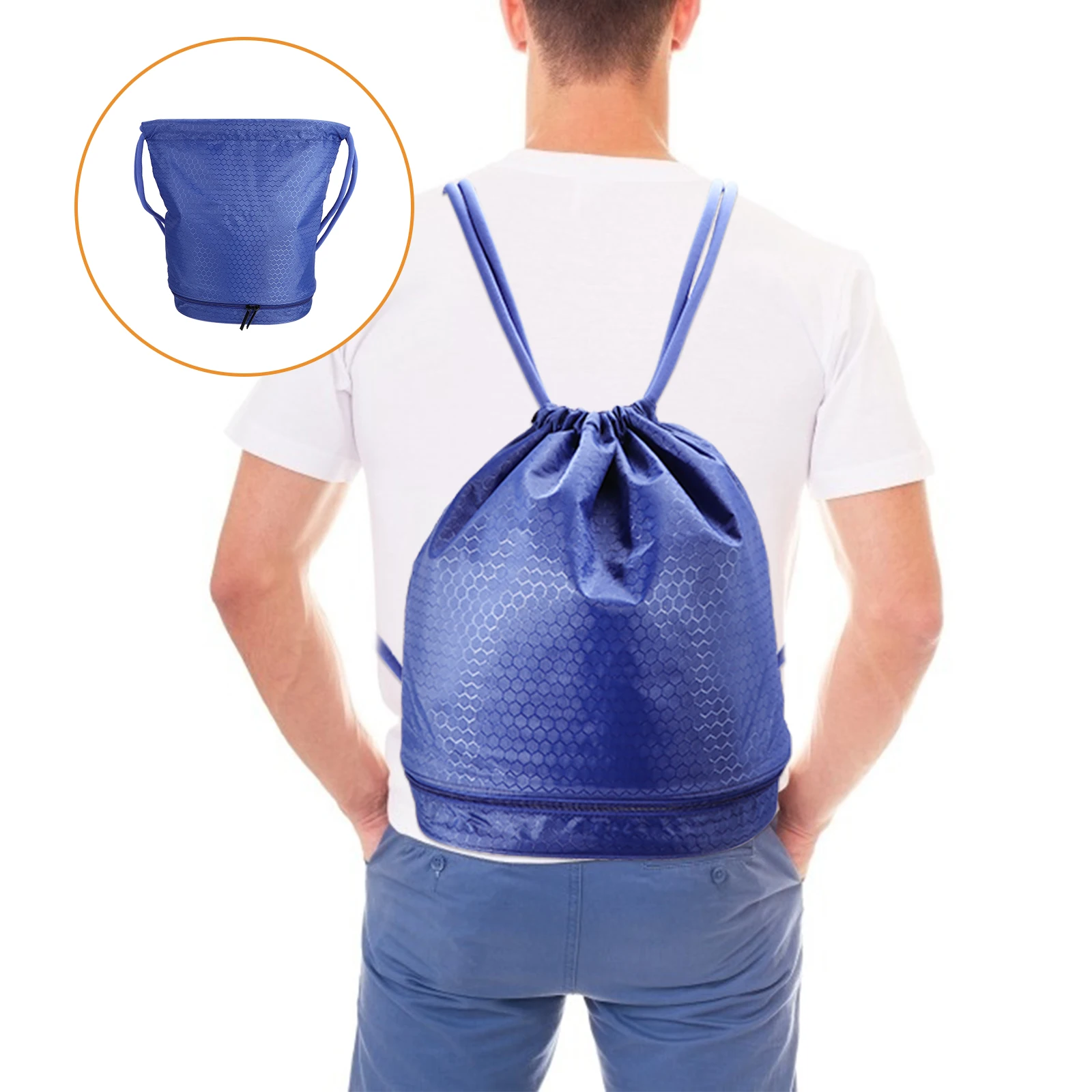 

1pc Dry Bag Drawstring Backpack Packsack Waterproof Dry Wet Separated Swimming Backpack Outdoor Backpack Beach Bag Upstream Bag
