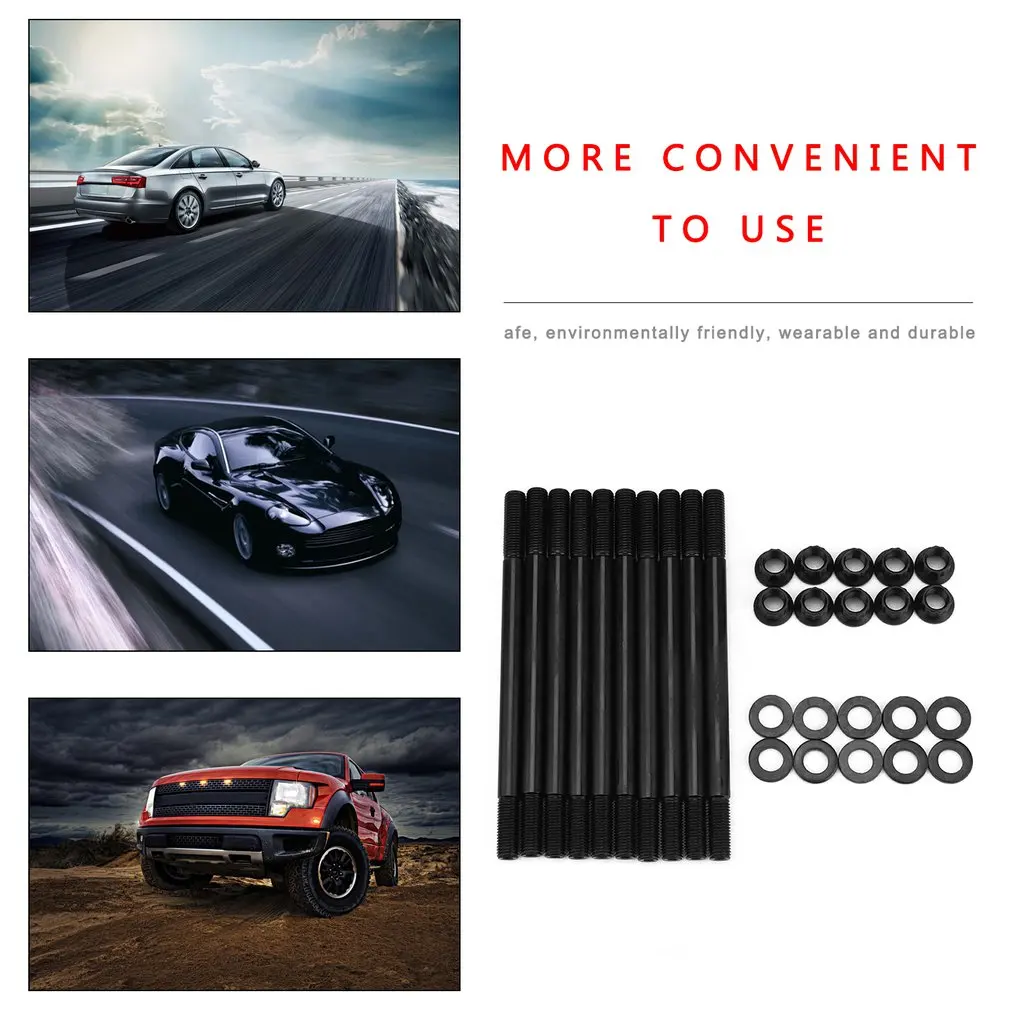 

Head Stud Kit For EVO8 EVO9 & For Mitsubishi Eclipse 94-up 4G63 7-bolt 11mm Black Cylinder Head Hardware Kits Car Accessories
