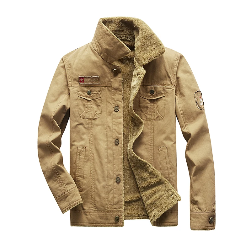 New Plush Thickened Jacket Military Hard Man Solid Warm Coat Water Wash Jacket Increase Outdoor Thickened Men's Wear Jackets 5XL