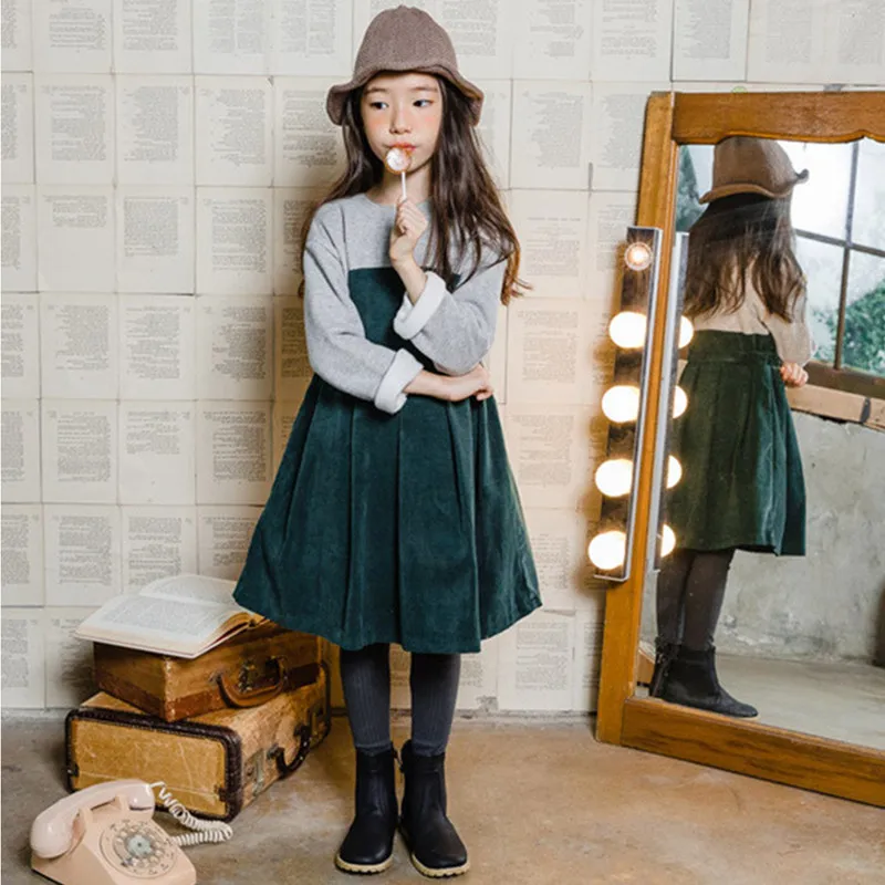 Зимнее флисовое платье для девочек-подростков от 4 до 16 лет вельветовое