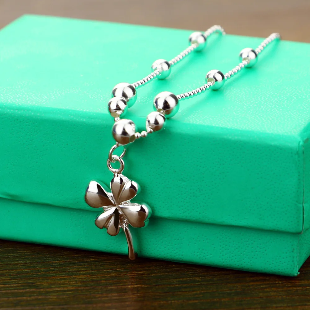 Женские богемные ножные браслеты с клевером из 100% стерлингового серебра 925 пробы