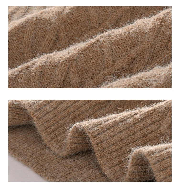 

Women sweater 2020 Autumn winter fashion basic all-match thick solid khaki grey twist long sleeve pullover cashmere sweaters