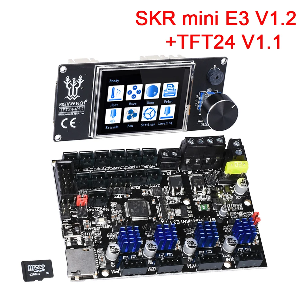 Плата управления BIGTREETECH SKR mini E3 V1.2 32 бита с TMC2209 UART + TFT24 сенсорный экран VS V1.3 PRO плата