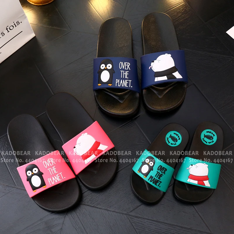 Шлепанцы детские с мультяшным медведем летние домашние тапочки для маленьких