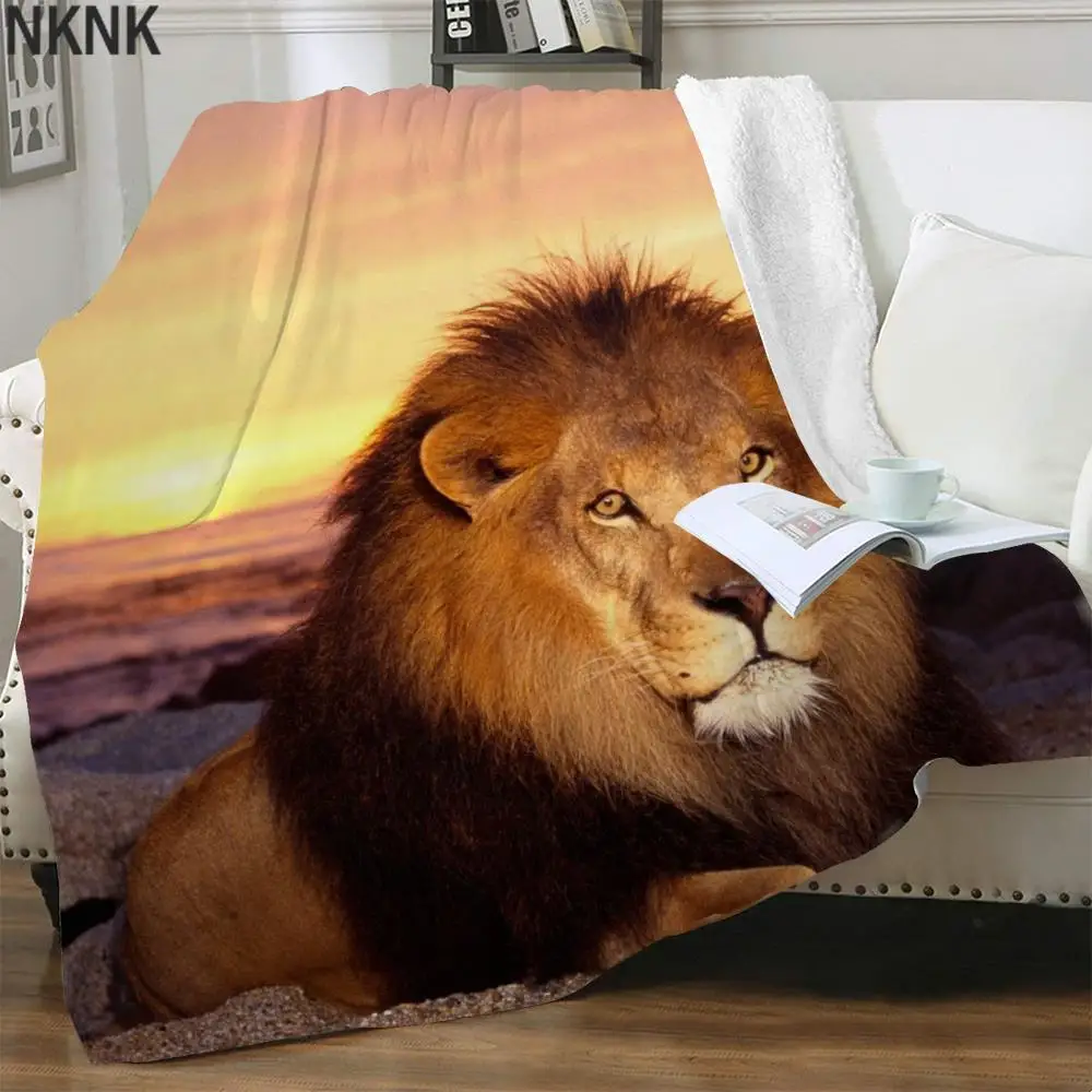 

NKNK Brank Lion Blankets Animal Thin Quilt Anime Bedspread For Bed Pink Clouds Blankets For Beds Street 3D Print Sherpa Blanket