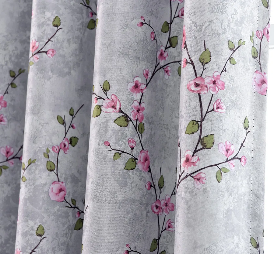 

Simple Modern New Chinese Style Plum Pattern Blackout Curtains for Bedroom Short Curtain