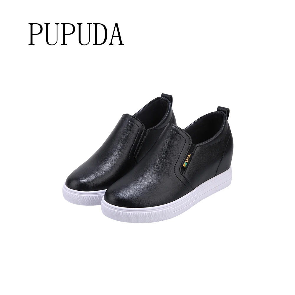 Pupuda/обувь на танкетке Женская черная обувь платформе Женские модные белые