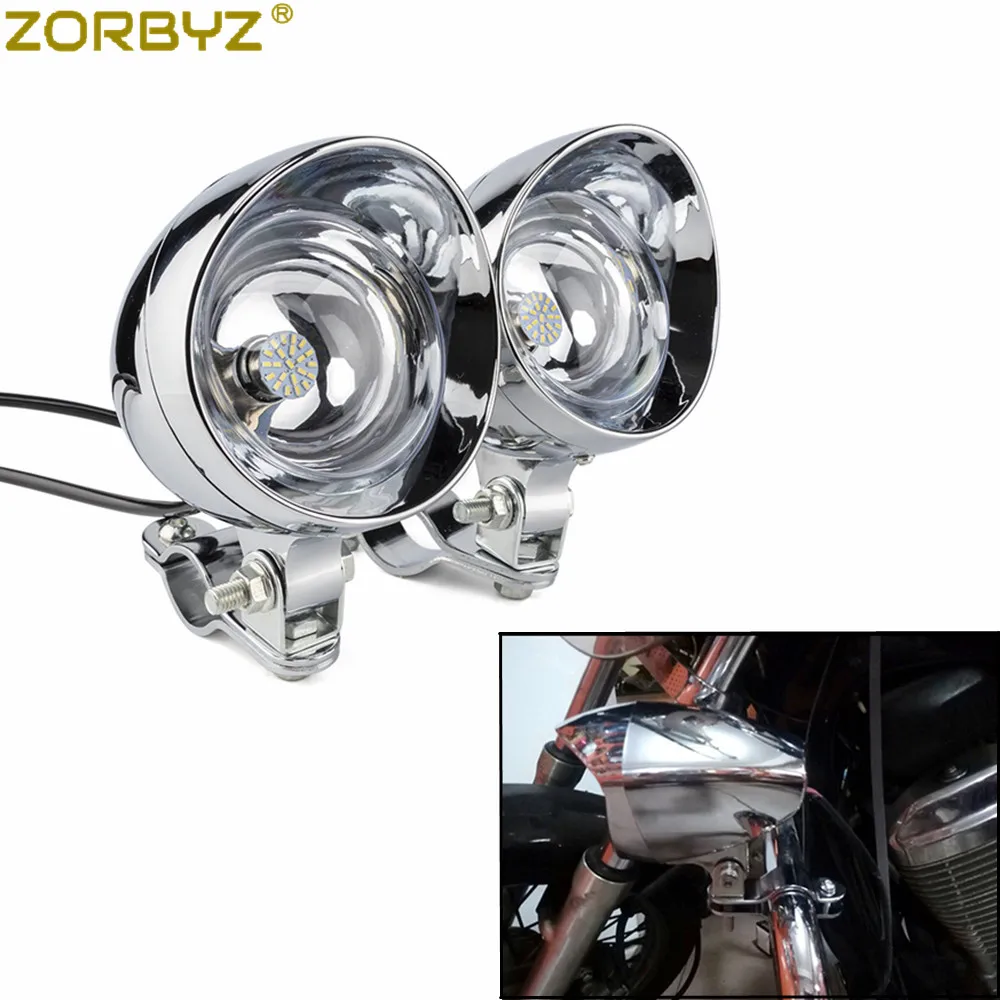 ZORBYZ хром мотоцикл светодиодный пуля пас пятно туман светильник с каркас