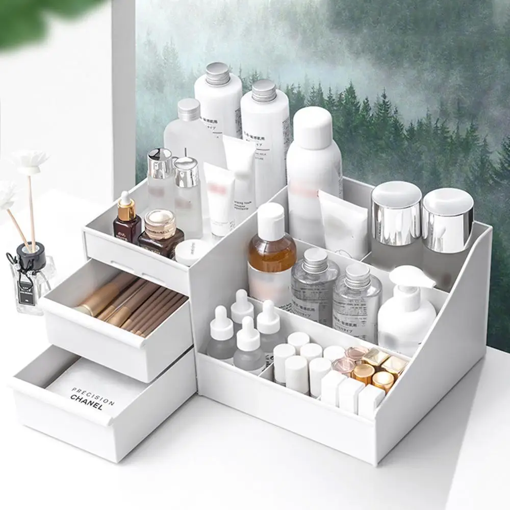Makeup Organizer Cosmetic Large Capacity Storage Box Desktop Jewelry Nail Polish Drawer Container Home Clear Rack Desk | Дом и сад
