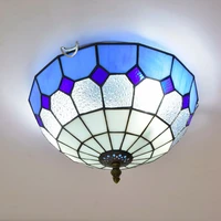 creative mediterranean vintage tiffany colored glass aisle corridor balcony lobby bedroom ceiling lamp 30cm