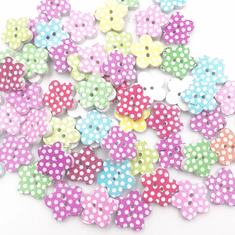 50 шт микс в горошек пуговицы виде цветов 15 мм Швейные Ремесло смешанный лот