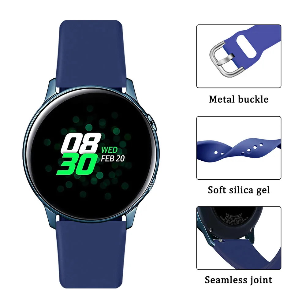 20 мм ремешок для часов Huami Amazfit Bip & Galaxy watch Active 22 мягкий силиконовый на запястье