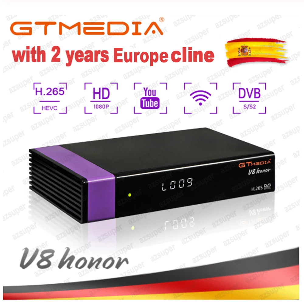 GTMedia V8 Honor спутниковый ресивер bull-in WiFi+ 1 год Европа Cline Full HD DVB-S2/S Freesat V8 NOVA Receptor только Испания