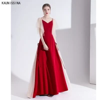 kaunissina women elegant prom gowns short sleeve v neck long formal dress new designer evening dresses vestidos elegantes