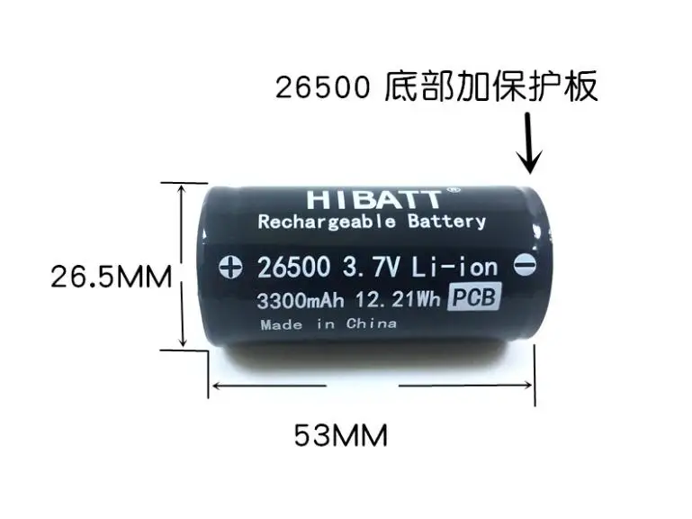 2 шт. ICR26500 3300 мАч стабилизатор литиевая батарея/Фонарик плюс Защитная плата