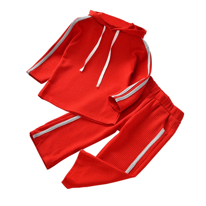Для маленьких девочек сезон осень 2 шт./компл. одежда в полоску с длинными
