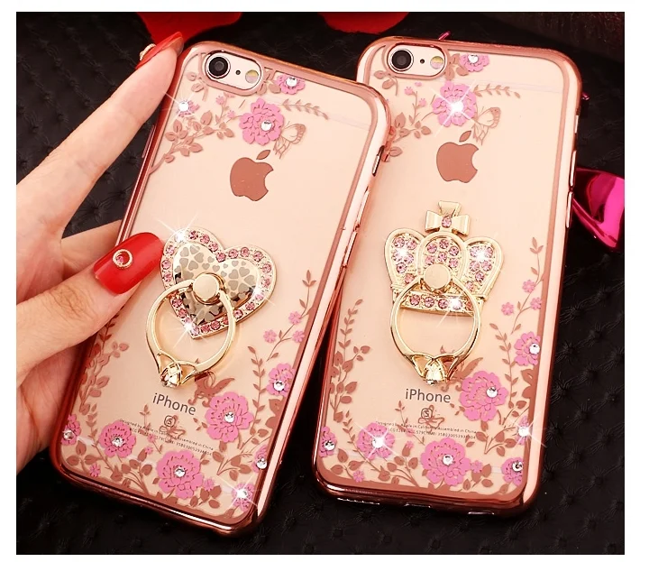 Bling палец кольцо кошка Павлин Из алмазов сверкающих держатель чехол для телефона