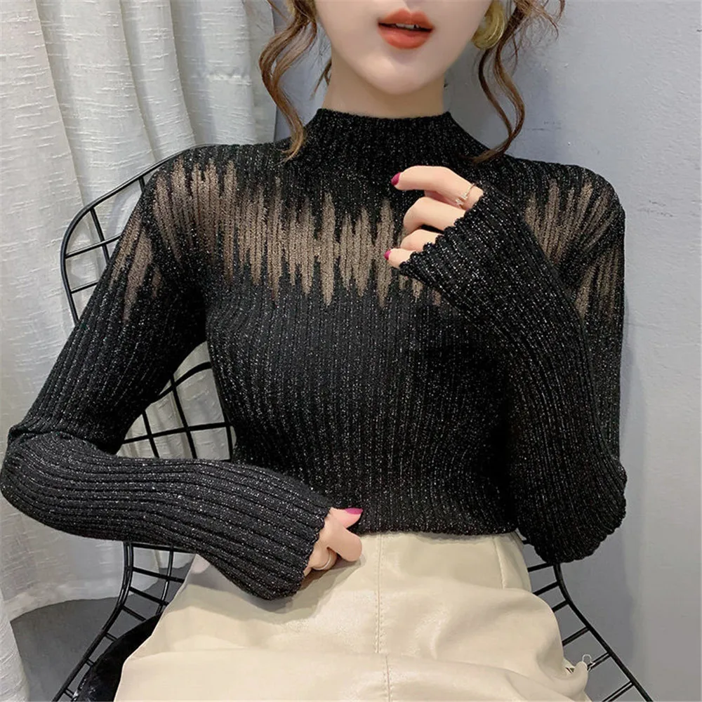 Women Sweater White Black Casual Turtleneck Spring Autumn Knit Pullover Plus Size jumper sweter mujer 30 | Женская одежда