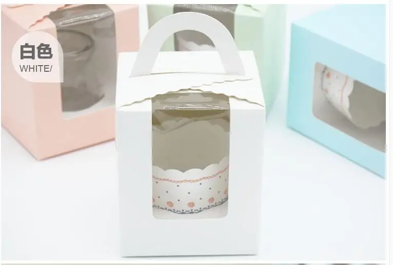 10 шт. маленькая коробка для кексов мини упаковка с ручкой один кекс окно DIY Пудинг