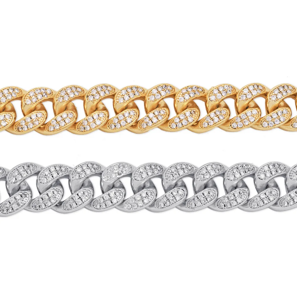

LuReen 20MM Iced Out Crystal Miami Cuban Micro Paved CZ Chain Necklace For Unisex Gold Silver Color Link Necklaces Jewelry Gift