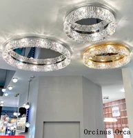 nordic modern simple circular crystal ceiling lamp living room dining room bedroom european luxury led silver ceiling lamp