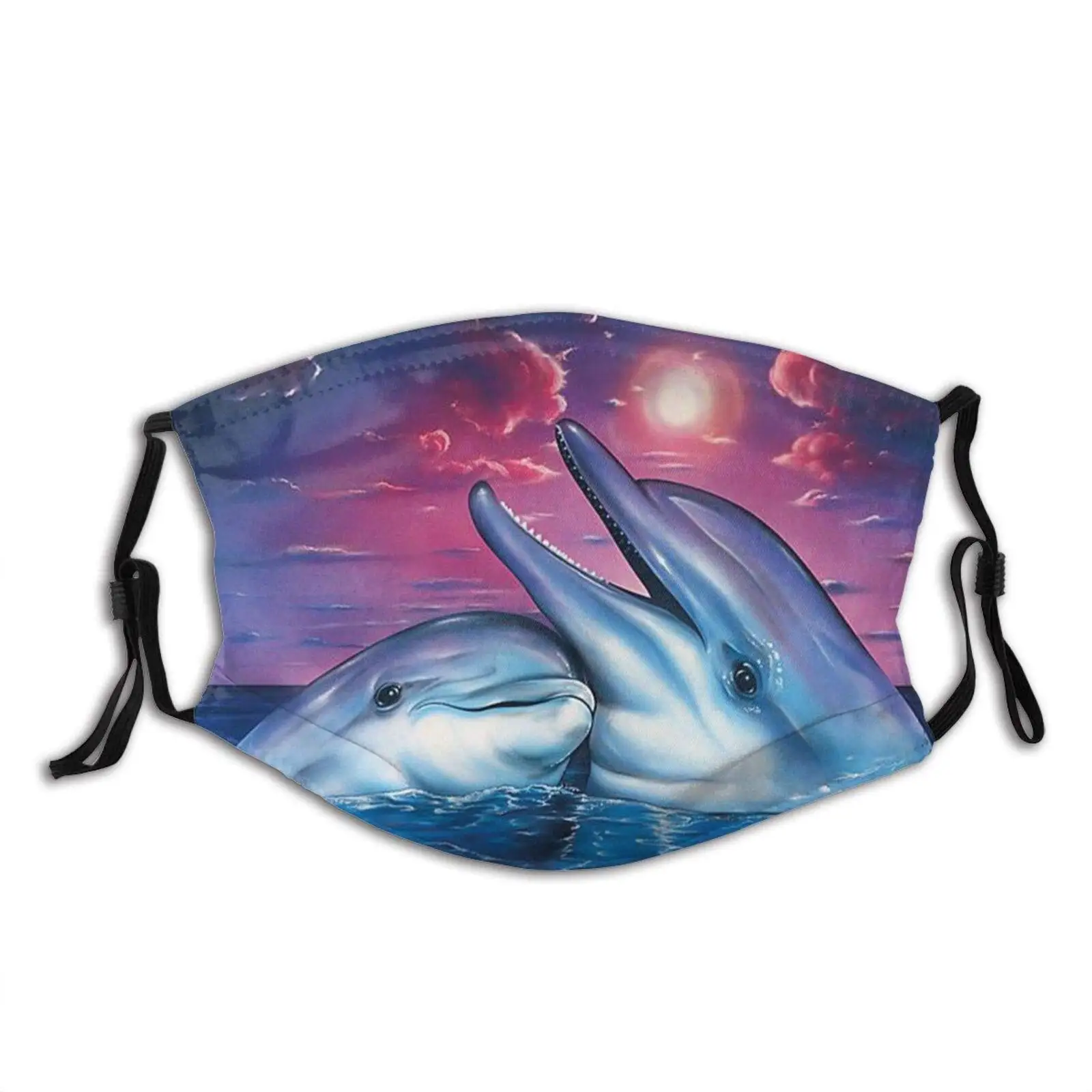 

Маска для лица с дельфином Heart Ocean Life, многоразовая и моющаяся Балаклава с 2 фильтрами, для мужчин и женщин, для взрослых и подростков