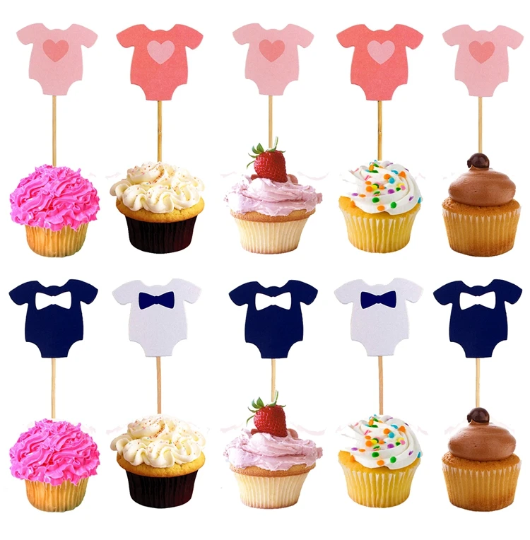 Детский душ торт кекс топперы BabyShower сувениры украшения, товары для вечеринки Его мальчик девочка синий игра слон Oh Baby