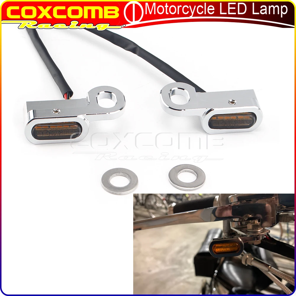 

2x Motorcycle Mini E4 Mark LED Lamp Turn Signal Indicators Blinker Amber Light For Harley Touring FLHX Softail Mechanical Cluth