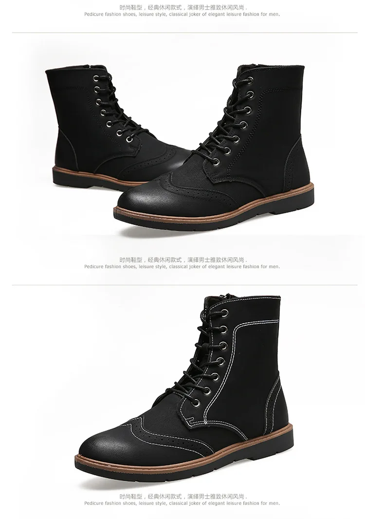 Классические уличные мужские ботинки Aleafalling высокие на плоской подошве со