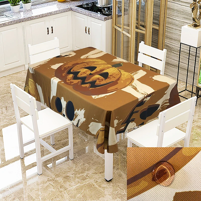 Скатерть на Хэллоуин Simanfei водостойкая маслостойкая с принтом обеденный стол